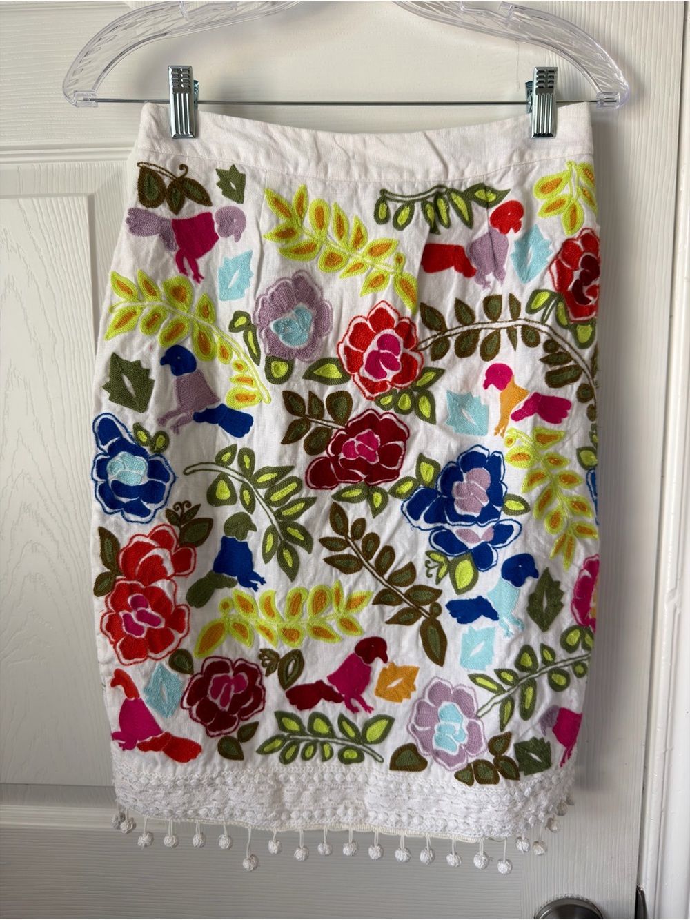 Anthropologie Moulinette Soeurs La Fiesta Embroidered Pom Pom Skirt 0